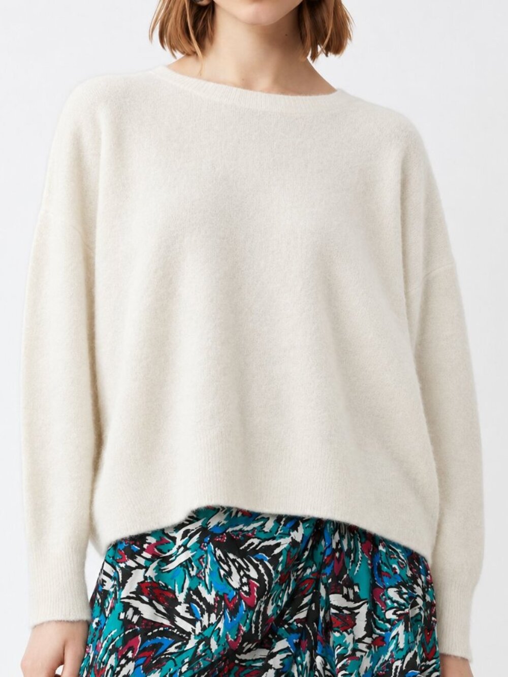 NWT SUNCOO Paris Plamedi Sweater S Ivory Mohair Wool Open Back